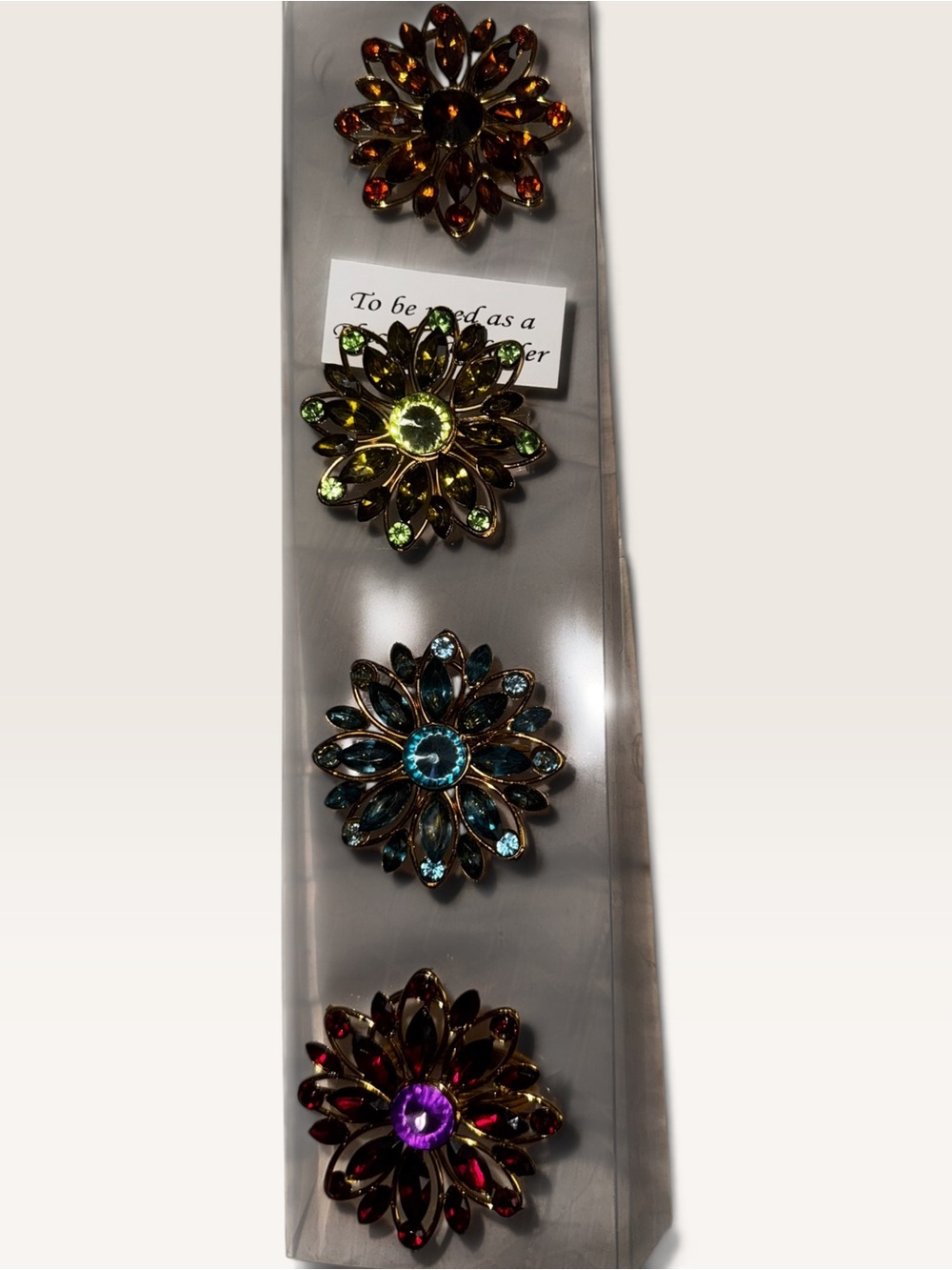 Vintage 2006 Target Jeweled Flower Napkin Rings Place Card Holders Set 4